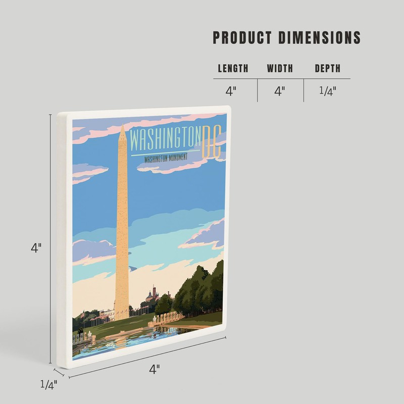 Washington, DC, Washington Monument Scene (Absorbent Ceramic Coaster, Single, Cork