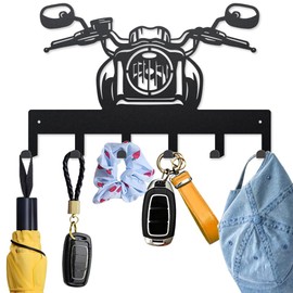 MAYJOYDIY Motorcycle Metal Key Hook Racing Scooter Coat Rack Wall Mounted 15.7×9.8inch Art Wall Decor Key Holder Organizer Rack with 6 Hooks for Gift Coats Hats Towels Bags Hanging