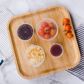 Kitchsy [Pack of 50 Leak-Proof Plastic Condiment Souffle Containers with Attached Lids - Versatile Portion Cups for Sauces, Samples, and More! (2 oz.)