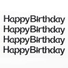 Happy Birthday Stickers Black Glitter 10cm x 1.1cm (4 Pieces)