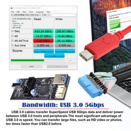 Xiwai Type-C USB-C & 19/20Pin Header Splitter to USB 3.0 20Pin & Type-E Dual Ports Female PCBA Type Adapter HUB 5Gbps