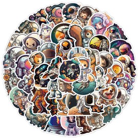 Cartoon Astronaut Stickers, Astronaut Stickers, Pack of 50, Skateboard Graffiti Stickers, Motorcycles, Bicycles, Snowboard, Luggage, Laptop, Car, Suitcase for Children and Teenagers, Waterproof Vinyl