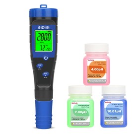 pH Meter Salt Tester for Pool, Digital 5-in-1 pH TDS EC Salt Content Meter with Calibration Solution Set, pH ppm Meter for Salt Water Pool, Aquarium, Hot Tub, Spa, Hydroponics, Home Brew