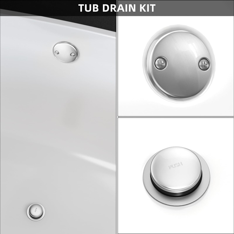 All Metal Tip-Toe Bathtub Drain Kit with Two-Hole Overflow Faceplate