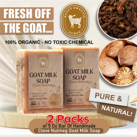 Honey Sweetie Acres 2-Pack All Natural Moisturizing 5 Oz Bars of Handmade Clove Nutmeg Goat Milk Soap – Nourishing, Eco-Friendly, and Gentle on Skin