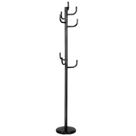 Tangkula Metal Coat Rack Freestanding Hat Stand Coat Tree Hanger Hall Umbrella Holder Hooks Black