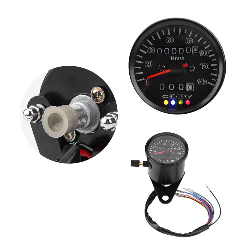 60mm Black Motorcycle Odometer Speedometer Gauge with indicator