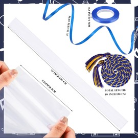 Teling 8 Pcs Graduation Leis Candy Graduation Candy Lei Kit Candy Lei Tubing Lei Making Kit 4.92 Feet Long PE Bag with 3 Pcs Honor Cord and 2 Rolls Ribbon for 2024 Party Supplies(Blue, Yellow)