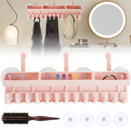 Hair Extension Holder, Silicone Wig Hanging Stand with Curling Comb, Durable Hair Extension Storage Rack & Organizer for Wigs Washing, Display, Drying, Storing (Pink)