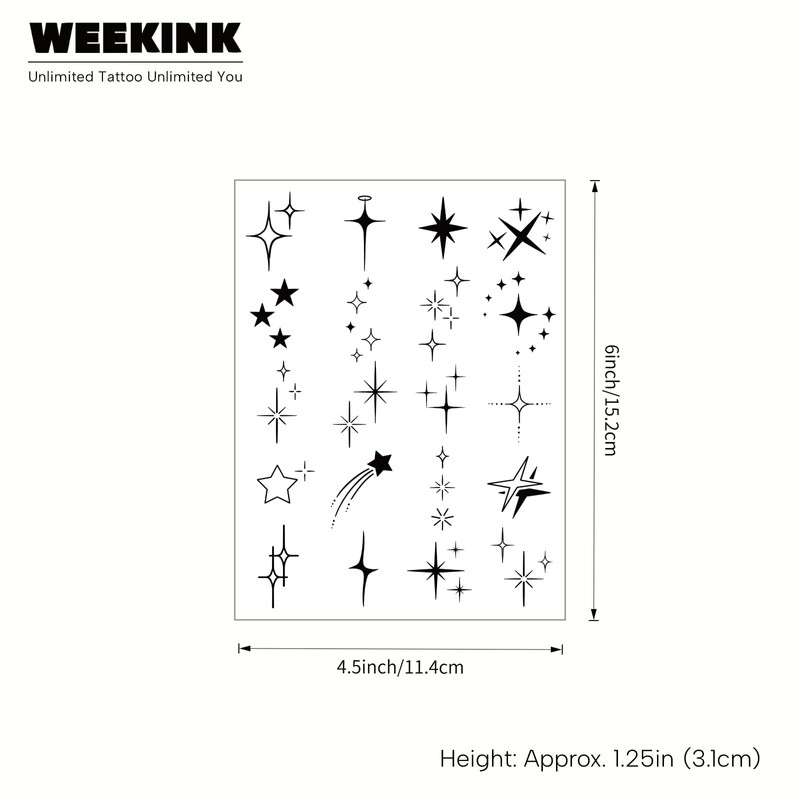 Sparkle Star Small Temporary Tattoos for Women