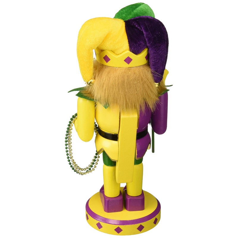 Santa's Workshop Mardi Gras Jester Nutcracker Figurine, 10" Tall, Purple/Yellow/Green