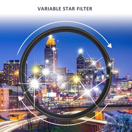 GREEN.L 58mm Star Filter, Slim Variable Starburst Filter 58mm(4 Points,6 Points,8 Points) with Cleaning Cloth + 4 Slot Filter Pouch