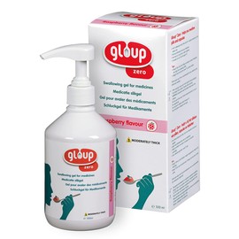 Gloup Pill Swallowing Gel Aid, PatCom Medical Medication Aid, Safe for Severe Dysphagia | IDDSI Level 3 | Easy Pump Dispensing (Zero - Raspberry, Pack of 1)