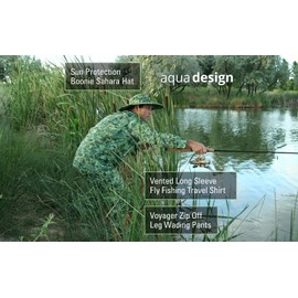 Aqua Design: Fly Fishing Mens Convertible Wading Pants Zip Off Legs Shorts: Misty Sky: Size Small