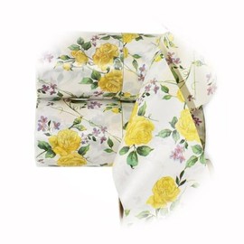 The New 70 Feet Yellow Roses Garden Flowers White Acetate Waterproof Gift Ribbon 2 3/4" W Perfect for Crafting, Gift Wrapping, and Decorating Ribb1w01647