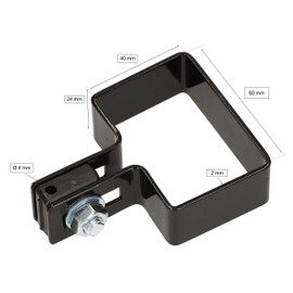 KOTARBAU® End Clamp Rectangular 60 x 40 mm Fence Clamp for Fence Posts Black Attachment of Grid Rod Mats