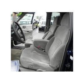 Durafit Seat Covers, C1030-V7-Chevy S10 60/40 Split Seat with Molded Headrests and Opening Center Console. Seat Covers in Gray Velour