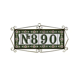 Green Floral Ceramic House Numbers & Letters Tile Size 7.5cm x 3.5cm 2 to 10 Tile Frames (0)