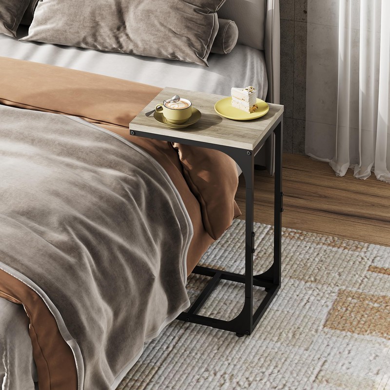 WLIVE C Shaped End Table, Small Couch Side Tables with