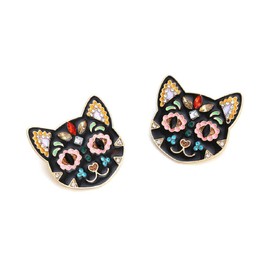 Kitten Earrings for Women, Cute Cat Statement Stud Earrings for Girls, Black Cat Head Earrings Hypoallergenic, Lovely Cat Animal Earrings Studs, Funny Cat Bohemian Ear Studs, Cat Animals Jewelry Gifts Funny Earrings
