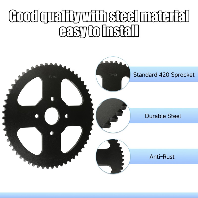 YOXUFA Mini Bike Sprocket 60T with 420 Chain 90 Links