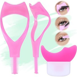 3 in 1 Mascara Shield 2Pcs Lash Tools Mascara Shield Applicator Guard Lash Buddy Silicone Eyeliner Stencils Beginners Friendly Makup Tool by JIMIRE (Plum)