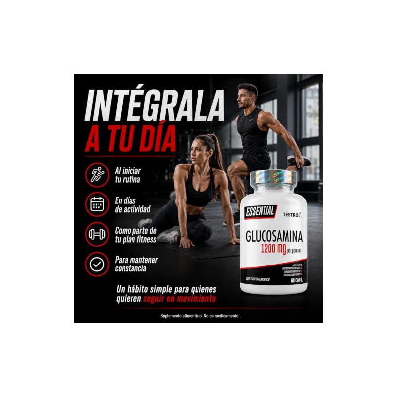 Testrol Glucosamina 1200 Por Porción Suplemento Rutina Movilidad Bienestar Articular