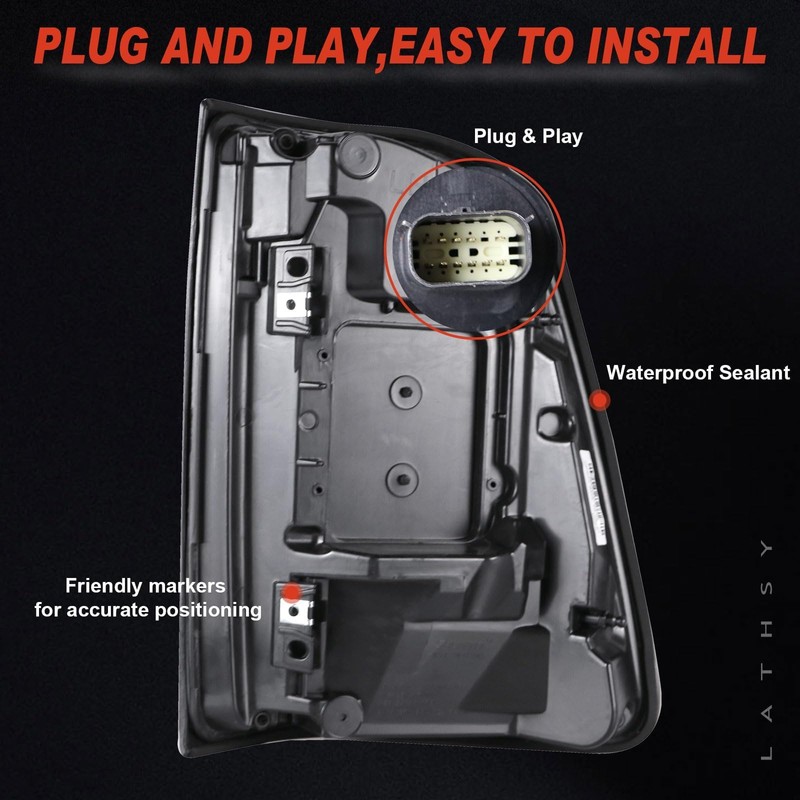 LED Tail Lights Red Cover w/o Blind Spot Compatible With