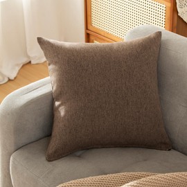 Haguko Set of 2 Linen Texture Nordic Peach Skin Soft Touch Sofa Back Pillow Cover Decorative Pillow Case Brown 45 45