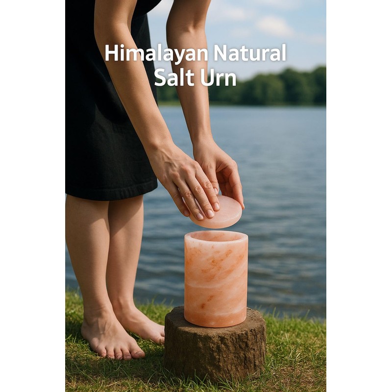 Himalayan Salt Urn for Ashes – Extra Small, Classic Cylinder
