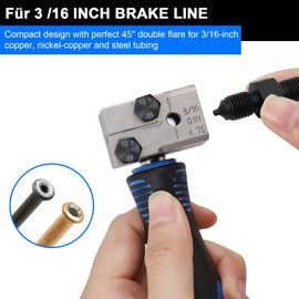 RUIZHI Double Flaring Tool for Brake Lines 3/16 Inch - Brake Line Flaring Device for DIN Flaring, Brake Line Repair Kit for Copper, Nickel and Steel Pipes - Compatible with Cars, Trucks