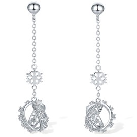 Earrings 925 Sterling Silver, Star Stud Earrings with Unicorn, Leaves, Water Drops, Round, Snowflake, Star Pendant Earrings, Silver Earrings with Cubic Zirconia, for Women, Mum Gift ZHOU LIU FU,