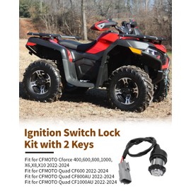 JadeBirch Ignition Switch Lock Kit with 2 Keys Compatible with CFMOTO Quad CF600 CF800AU CF1000AU Cforce 400 600 800 1000 X6 X8 X10 ATV 2022 2023 2024 Replace 9dsv-011000-6k00