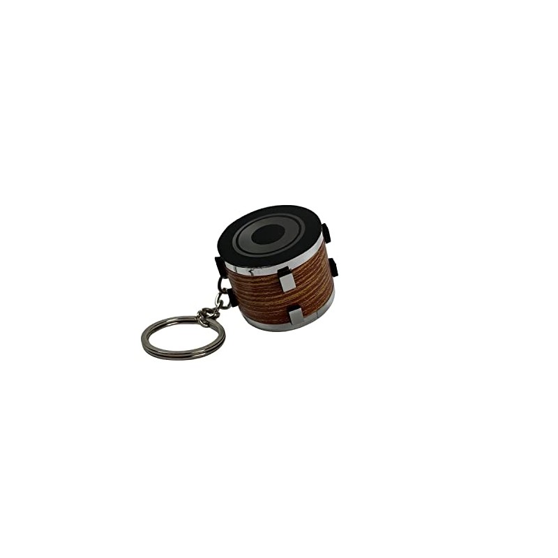 FTWDesign Snare Drum Wood Effect Keyring, light brown