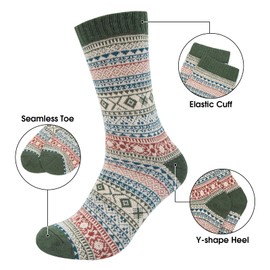 Justay 6 Pairs Mens Wool Socks Thermal Nordic Socks Warm Winter Work Socks Soft and Breathable Running Hiking Socks