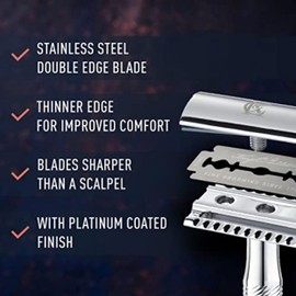 King C. Gillette Double-Edge Safety Razor blades for better control, 100 count, with anti-friction coating