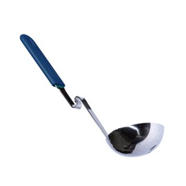 Souper Cubes + Lori Greiner No Mess Stainless Steel Soup Ladle with Silicone Handle - Metal Soup Ladle with No Mess Design That Hooks on Side of Any Pot - Blueberry