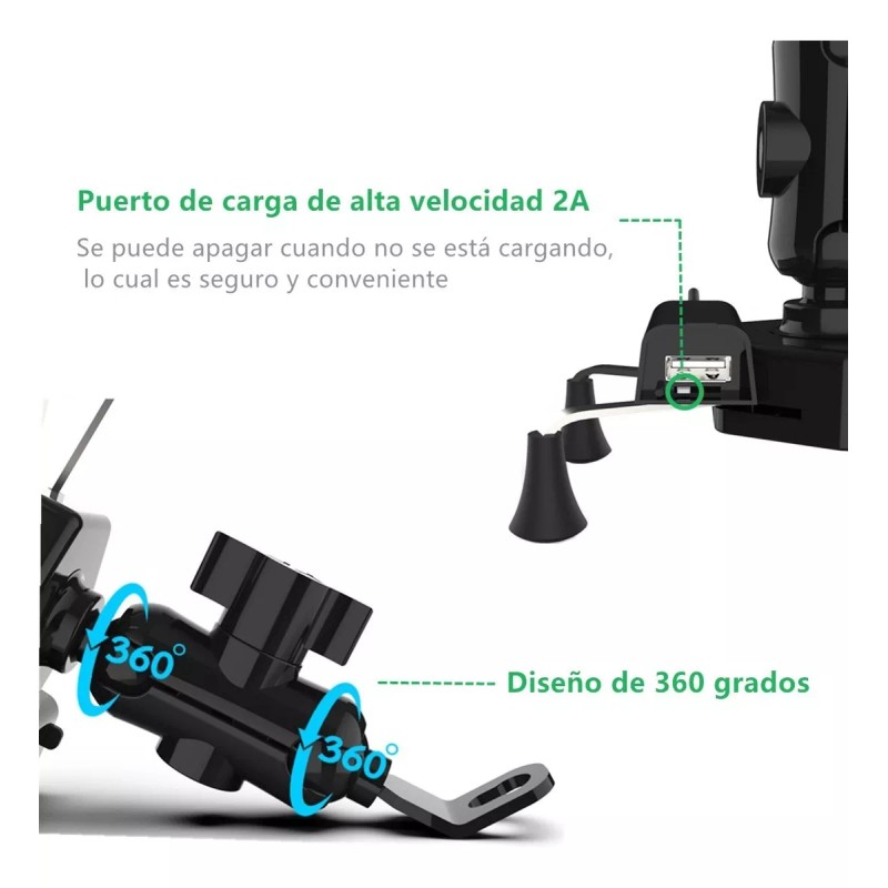 THE9SHOP Base Soporte Porta Celular Para Moto/bicicleta Cargador Usb