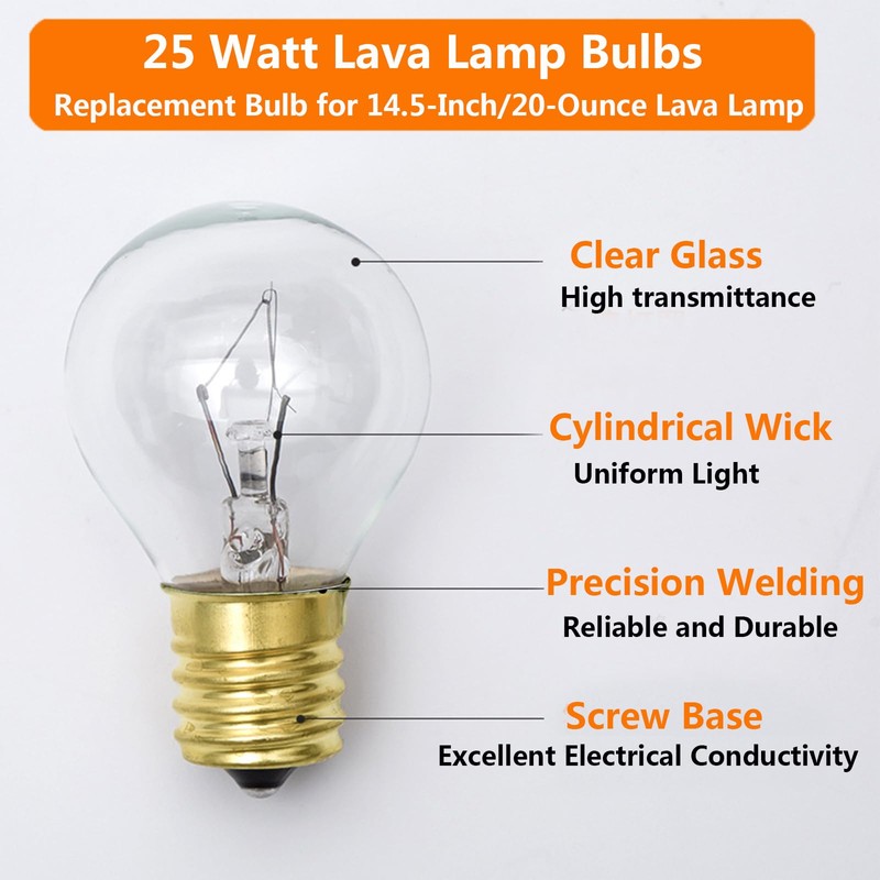 Lava Lamp Light Bulb 25W S11 E17 Base Replacement Bulbs