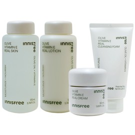 Innisfree Olive Vitamin E Real 4 types (skin + lotion + cream + cleansing foam) / 이니스프리 올리브 비타민 E 리얼 4종구성(스킨+로션+크림+클렌징폼)