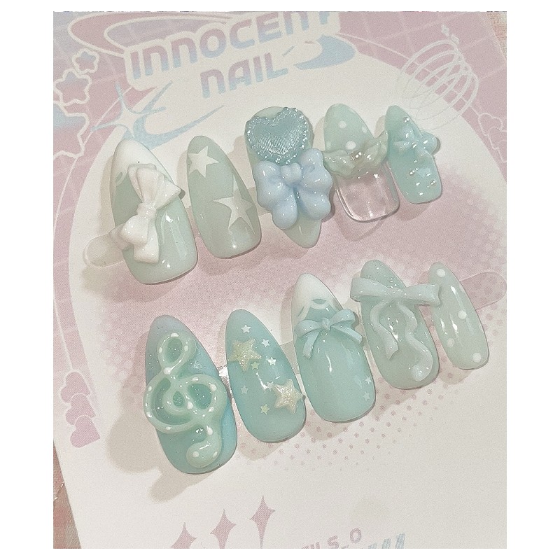 Kirakira Sky Handmade Nail Tips - Long Oval / 키라키라