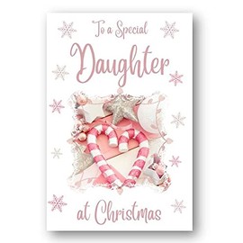 Second Ave Daughter Christmas Pink Heart Xmas Holiday Festive Greetings Card