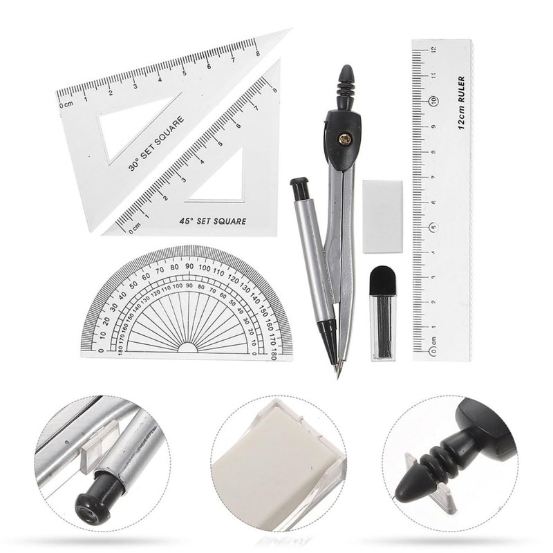 Operitacx 3 Boxes Drawing Tool Geometry Compass Triangle Ruler Compass
