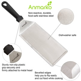 Big Metal Griddle Spatula - Grill spatula 4 x 8 in Large Burger Smasher Hamburger Turner Scraper - Pancake Flipper - Great for BBQ Grill and Flat Top Griddle - Commercial Grade