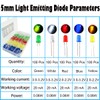CESFONJER 500pcs x 5mm Light Emitting Diode, Diffused 2pin Round