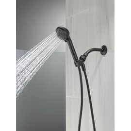Delta Faucet 4-Setting Handheld Shower Head, Black Shower Head with Hose, Showerheads & Handheld Showers, Handheld Shower Heads, Detachable Shower Head, Hand Shower 1.75 GPM, Matte Black 75413BL