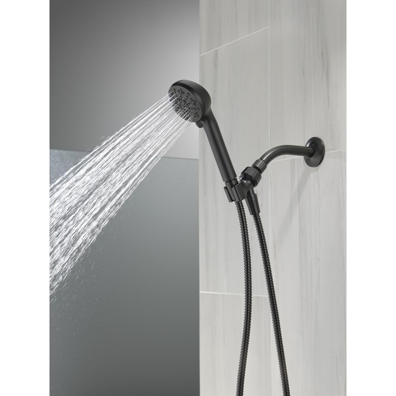 Delta Faucet 4-Setting Handheld Shower Head, Black Shower Head with