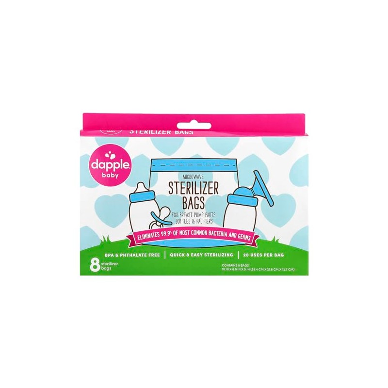 Dapple - Bolsas esterilizadoras para biberones de microondas, 8 unidades,