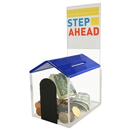 Dog House shelter shaped charity Donation coin collection money piggy bank ballot box animal house suggestion and fundraising box with Cam-lock and 2 Keys (Blue)