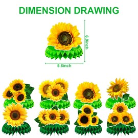 9Pcs Birthday Party supplies set Honeycomb Centerpieces Double Sided Table Topper for Birthday Party Decorations (Sunflower)